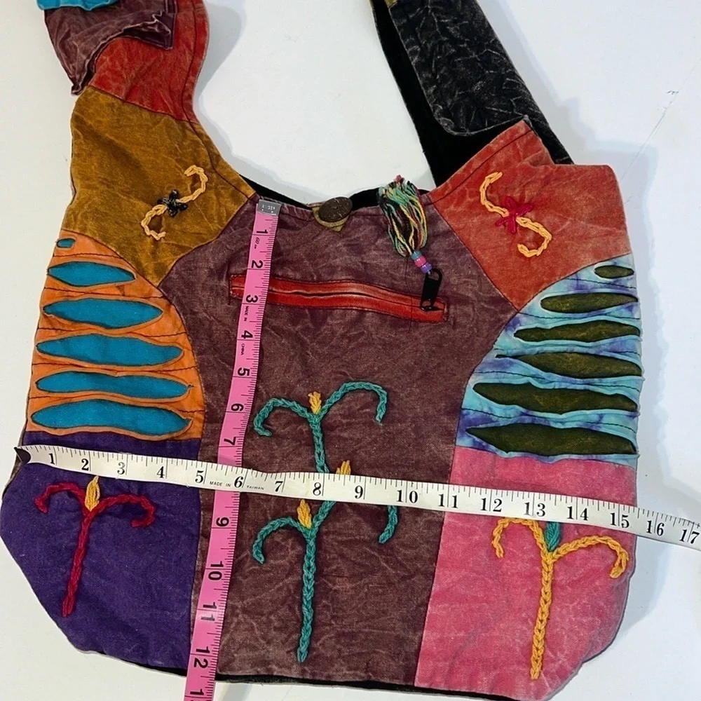 India Boutique Womens Boho Cotton Hobo Hippie Crossbody Purse - Picture 9 of 15